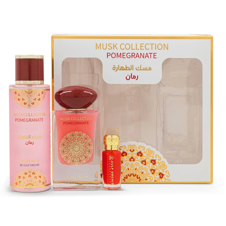 Coffret Cadeau Musk Tahara Pomegranate Gulf Orchid Pour Femme 3 Pièces