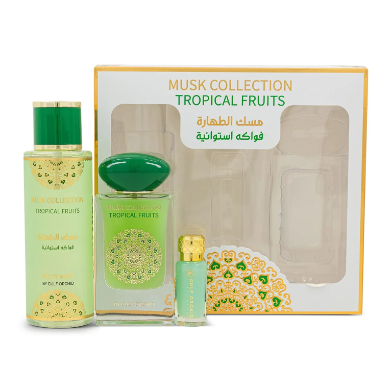 Coffret Cadeau Musk Tahara Tropical Fruits Gulf Orchid Pour Femme 3 Pièces
